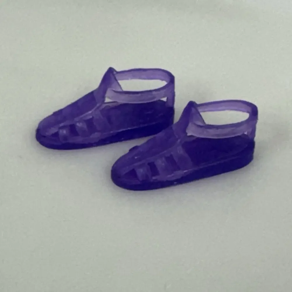 Vtg Barbie Doll Shoes Translucent Purple Strappy Flat Jelly Sandals 90’s